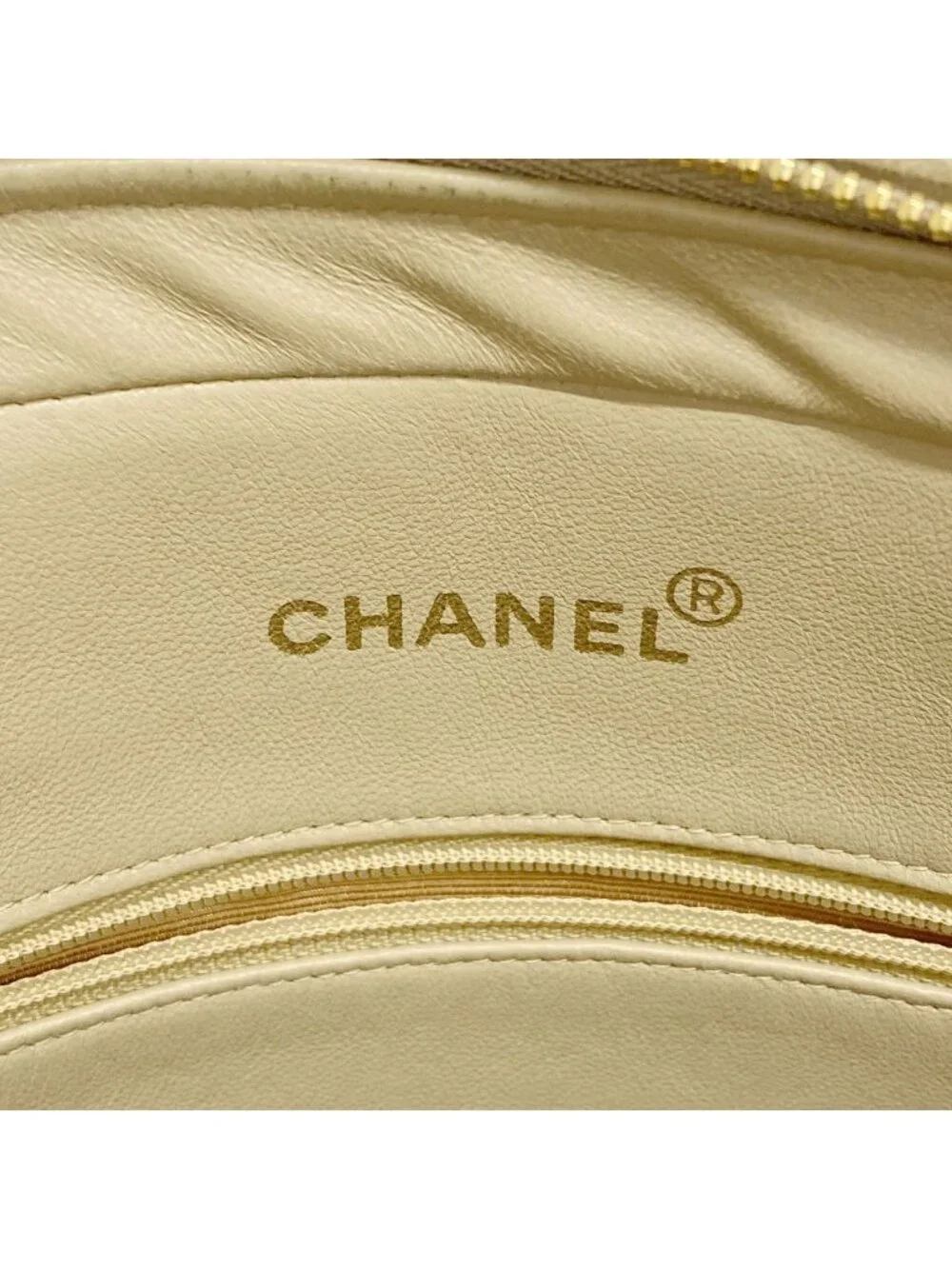 Chanel Shoulder Bag Suede Beige Gold
